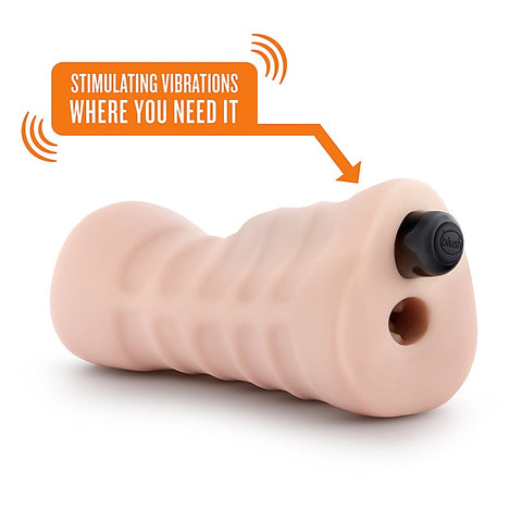 Lifelike Ribbed Vibrating Masturbator by Blush Novelties - Masturbators and Strokers