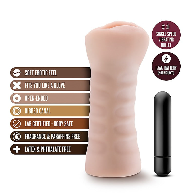Lifelike Ribbed Vibrating Masturbator by Blush Novelties - Masturbators and Strokers