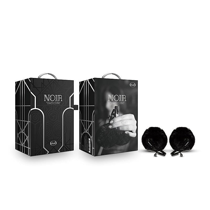 Noir Pom Adjustable Nipple Clamps by Blush Novelties - Nipple and Clit Clamps