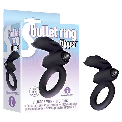 The 9's S-Bullet Ring Flipper by Icon Brands - Vibrating Cock Rings