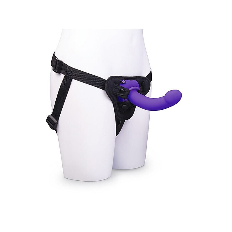 Vibrating Curved Silicone Dildo Strap-On Kit by B-Vibe - Strap On Sextoys