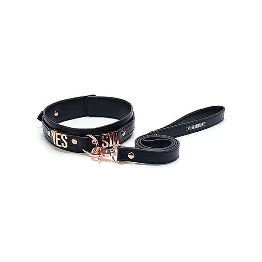 Punishment Rose Gold Yes Sir Collar and Leash by BMS Factory - Collars and Leads