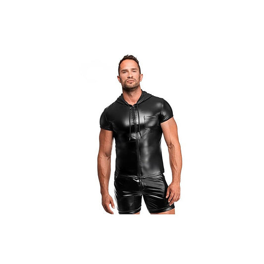 Vexen Hooded Powerwetlook T-Shirt by Noir Handmade - Mens Briefs And Boxers