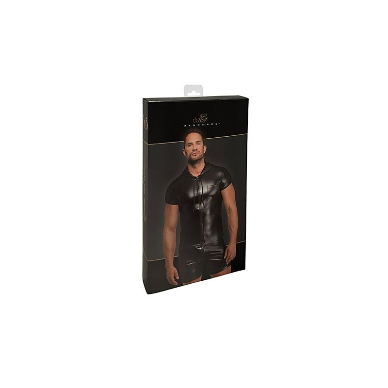 Vexen Hooded Powerwetlook T-Shirt by Noir Handmade - Mens Briefs And Boxers