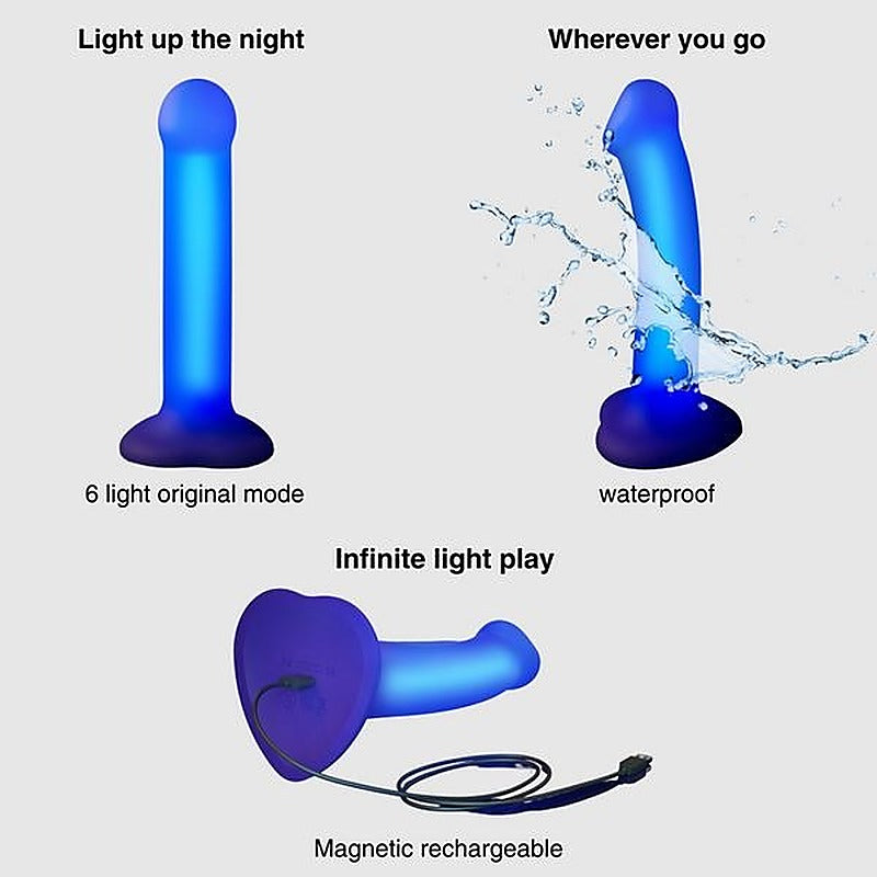 Glow LED Realistic Dildo Purple by Strap-On-Me - Realistic Dildos