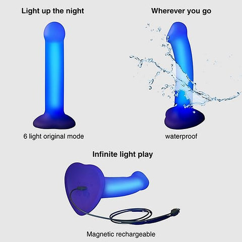 Glow LED Realistic Dildo Purple by Strap-On-Me - Realistic Dildos