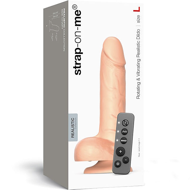 Rotating and Vibrating Realistic Dildo Large by Strap-On-Me - Vibrating Dildos
