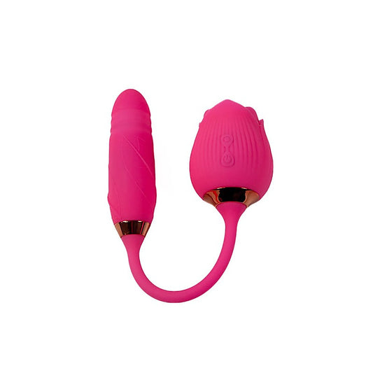 Pink Pussycat Thrusting Rose Vibrator by Cousins Group - Clit Ticklers and Pulsators