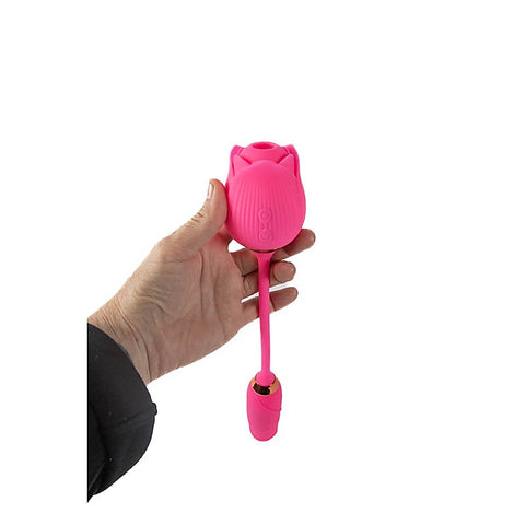 Pink Pussycat Thrusting Rose Vibrator by Cousins Group - Clit Ticklers and Pulsators