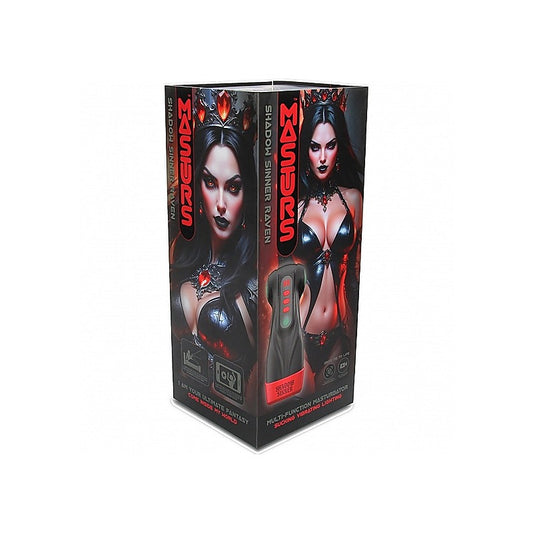 Raven Shadow Sinner Vibrating Masturbator by Shots Toys - Masturbators and Strokers