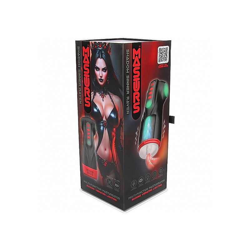 Raven Shadow Sinner Vibrating Masturbator by Shots Toys - Masturbators and Strokers
