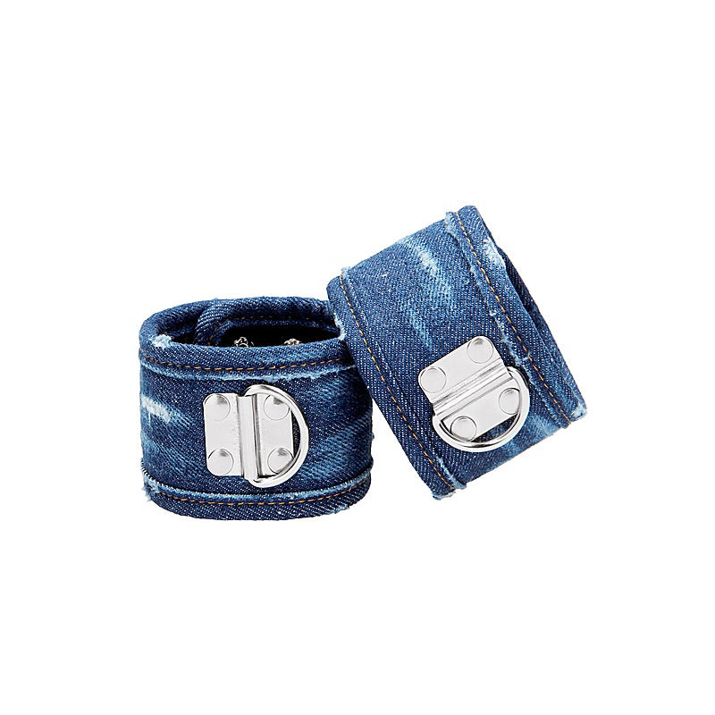 Roughend Denim Style Fetish Ankle Cuffs by Shots Toys - Cuffs And Restraints