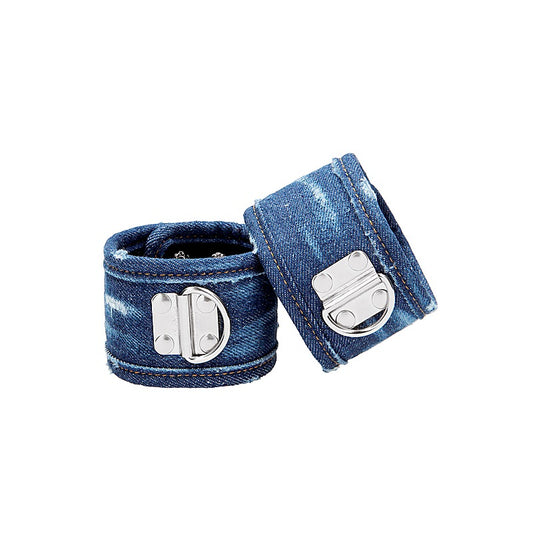 Roughend Denim Style Fetish Ankle Cuffs by Shots Toys - Cuffs And Restraints