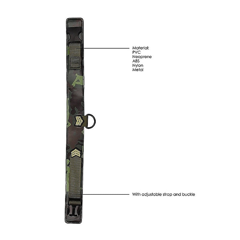 Army Theme Bondage Collar With Leash by Shots Toys - Collars and Leads