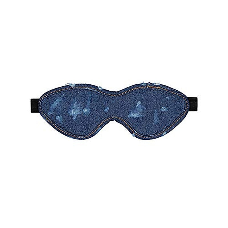 Fashionable Denim Bondage Eye Mask by Shots Toys - Masks And Blindfolds