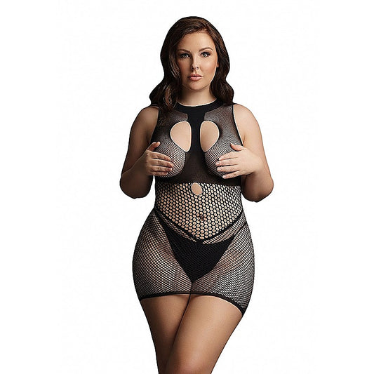 Le Desir Duo Net Open Cup Mini Dress by Shots Toys - Body Stockings