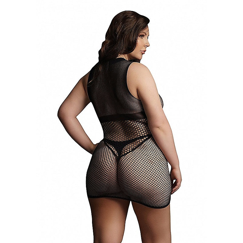 Le Desir Duo Net Open Cup Mini Dress by Shots Toys - Body Stockings