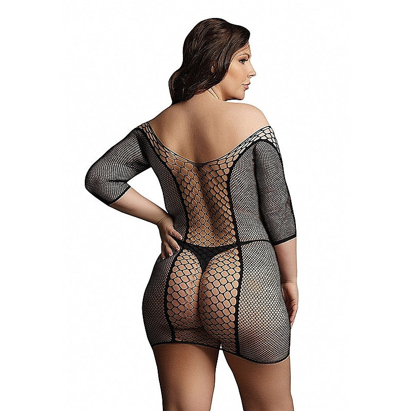 Le Desir Duo Net Sleeved Sexy Mini Dress by Shots Toys - Body Stockings