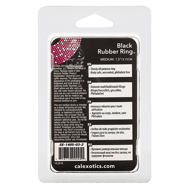 Stretchy Mens Rubber Cock Ring Black by California Exotics - Stretchy Cock Rings