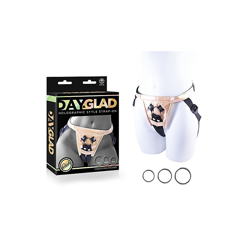 Day-Glad Pu Harness With 3 Different Size Metal Ring - Strap On Sextoys