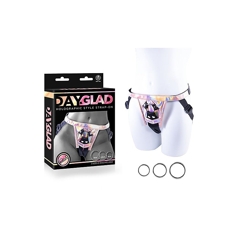 Day-Glad Pu Harness With 3 Different Size Metal Ring - Strap On Sextoys