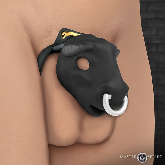 Master Series Bull Theme Male Chastity Cage by XR Brands - Male Chastity
