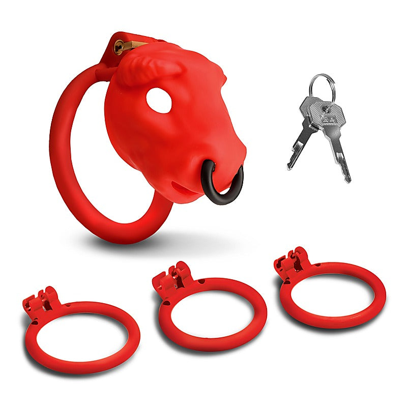 Master Series Bull Theme Male Chastity Cage by XR Brands - Male Chastity