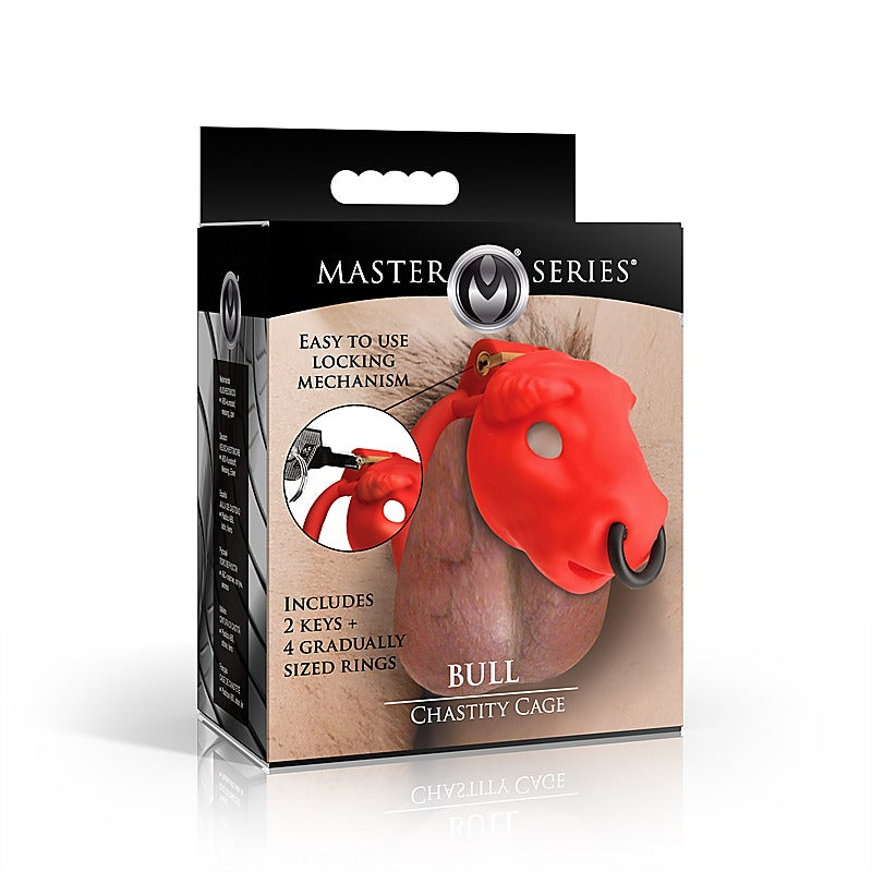 Master Series Bull Theme Male Chastity Cage by XR Brands - Male Chastity