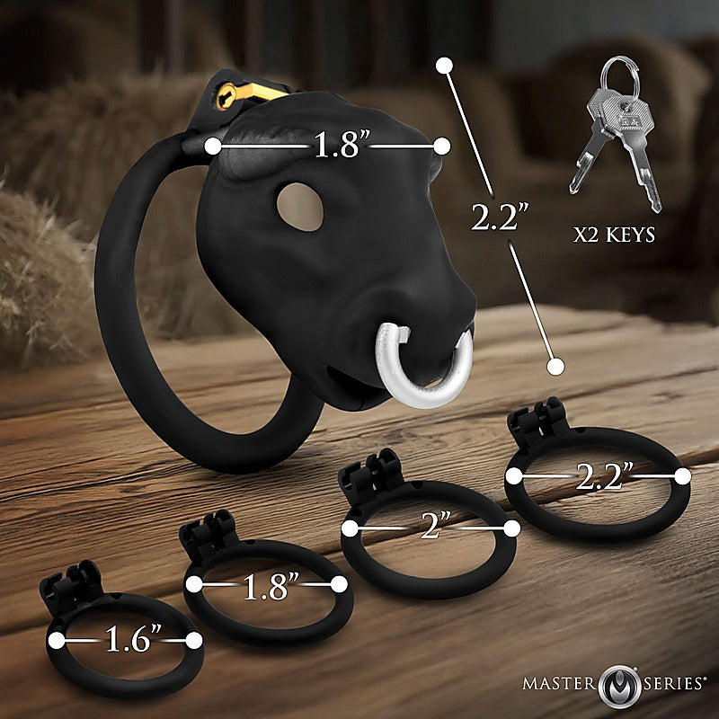 Master Series Bull Theme Male Chastity Cage by XR Brands - Male Chastity