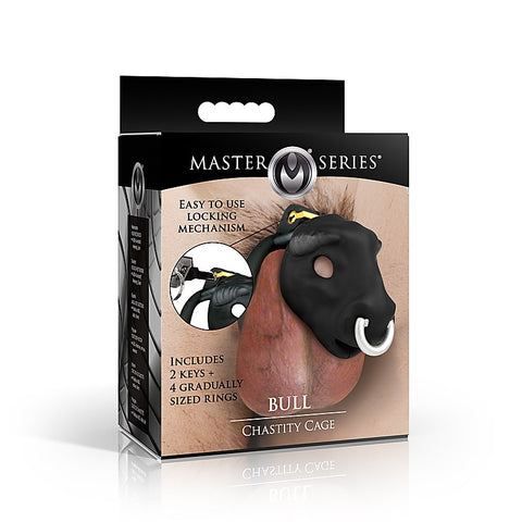 Master Series Bull Theme Male Chastity Cage by XR Brands - Male Chastity