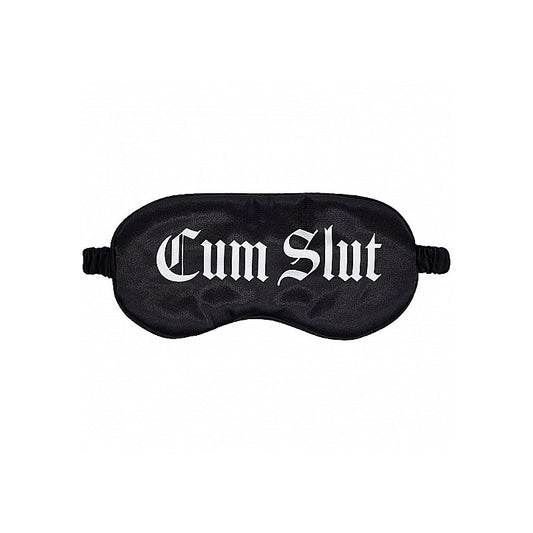 OUCH! Satin Cum Slut Printed Bondage Mask by Shots Toys - Masks And Blindfolds
