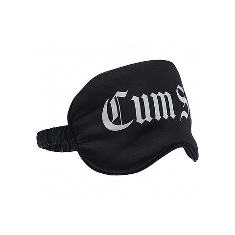 OUCH! Satin Cum Slut Printed Bondage Mask by Shots Toys - Masks And Blindfolds