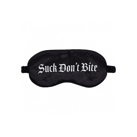 OUCH! Suck Don't Bite Printed Satin BDSM Mask by Shots Toys - Masks And Blindfolds