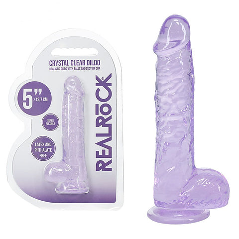 REALROCK 5 Inches Crystal Clear Realistic Dildo with Balls - Realistic Dildos