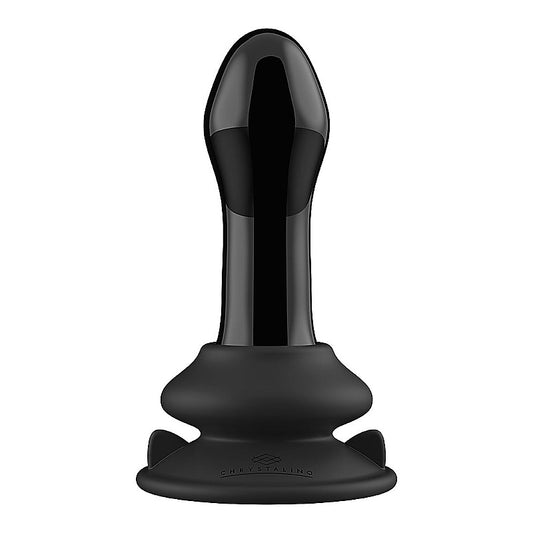 Pluggy Suction Cup 10 Functions Glass Vibrator by Shots Toys - Glass Sex Toys