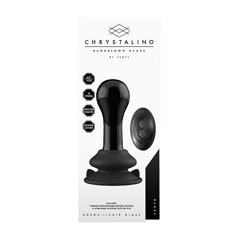 Globy Suction Cup Rechargeable Glass Remote Vibrator - Glass Sex Toys