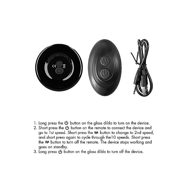 Globy Suction Cup Rechargeable Glass Remote Vibrator - Glass Sex Toys