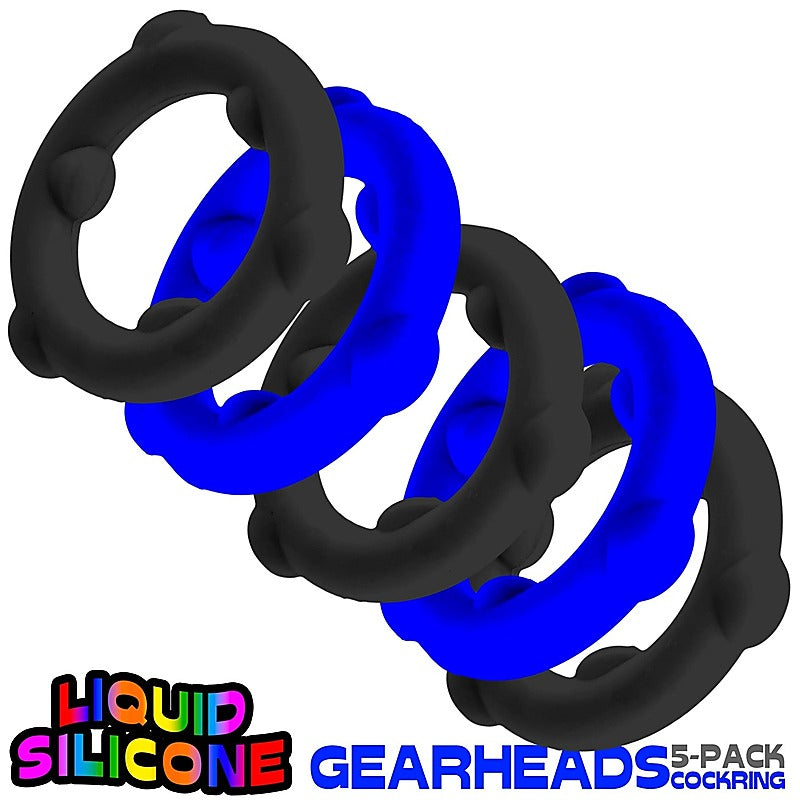 Oxballs Gearheads 5 Pack Spinner Cock Rings - Cock Ring Sets