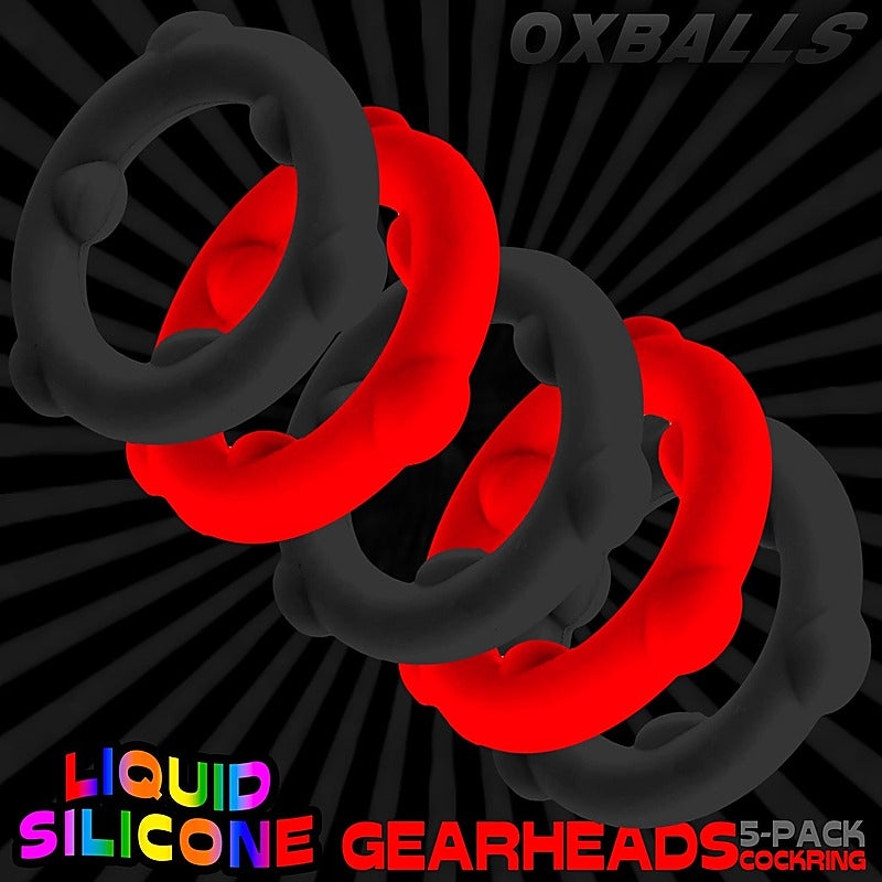 Oxballs Gearheads 5 Pack Spinner Cock Rings - Cock Ring Sets