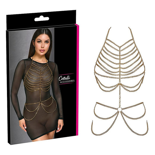 Cottelli Womens Body Chain Harness Gold by Orion - Her Fetish
