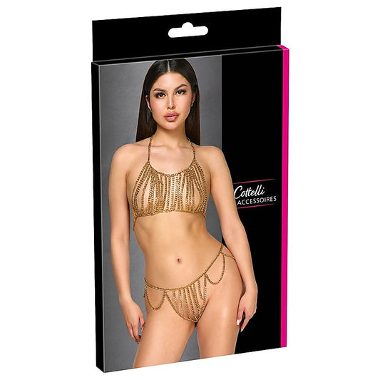 Cottelli Sexy Womens Top Set Chain Gold by Orion - Her Fetish
