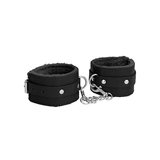 2 Pack Plush Leather Ankle Cuffs by Shots Toys - Cuffs And Restraints