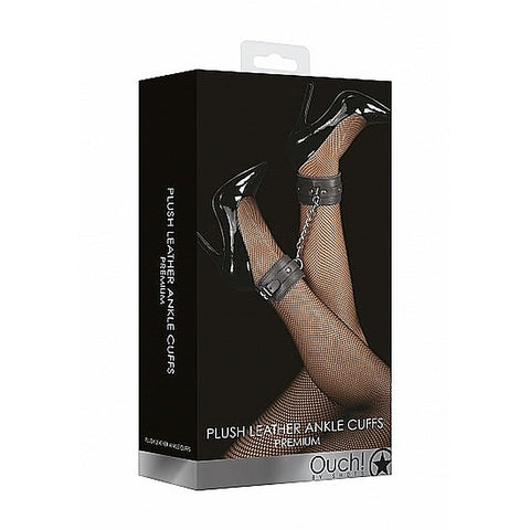 2 Pack Plush Leather Ankle Cuffs by Shots Toys - Cuffs And Restraints