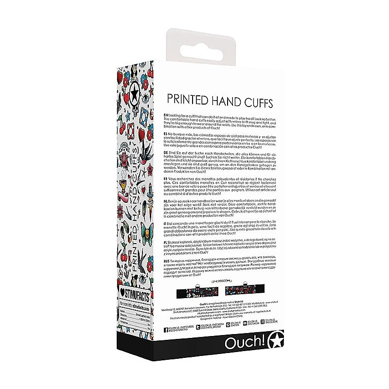 Old School Tattoo Style Printed Hand Cuffs by Shots Toys - Cuffs And Restraints