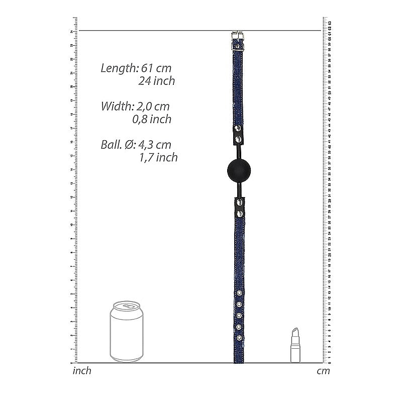 Silicone Ball Gag With Roughend Denim Straps by Shots Toys - Bondage Gags and Bits
