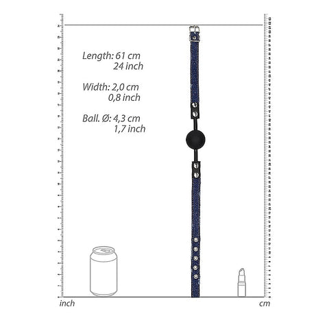 Silicone Ball Gag With Roughend Denim Straps by Shots Toys - Bondage Gags and Bits