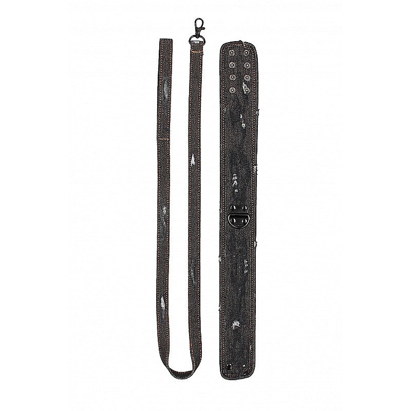 Denim Style Bondage Collar With Leash by Shots Toys - Collars and Leads