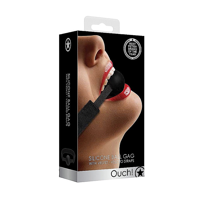 Velvet and Velcro Adjustable Silicone Ball Gag by Shots Toys - Bondage Gags and Bits