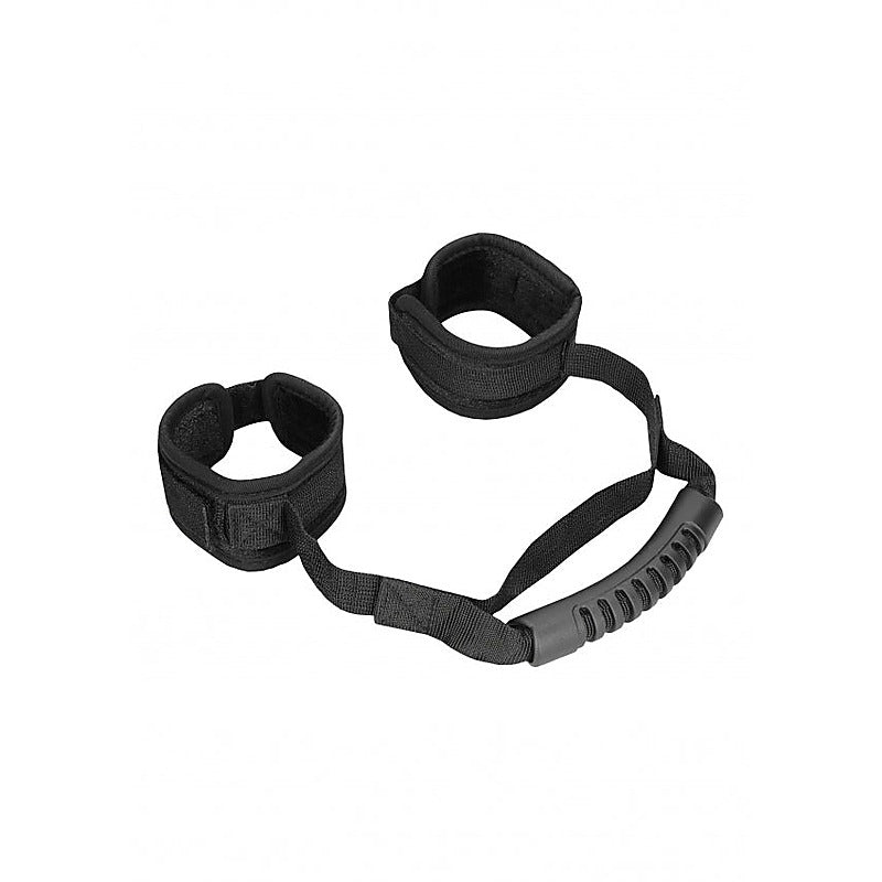 Velvet & Velcro Adjustable Handcuffs with Handle - Cuffs And Restraints