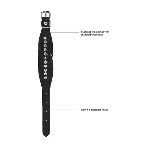 Diamond Studded Bondage Wrist Cuffs by Shots Toys - Cuffs And Restraints